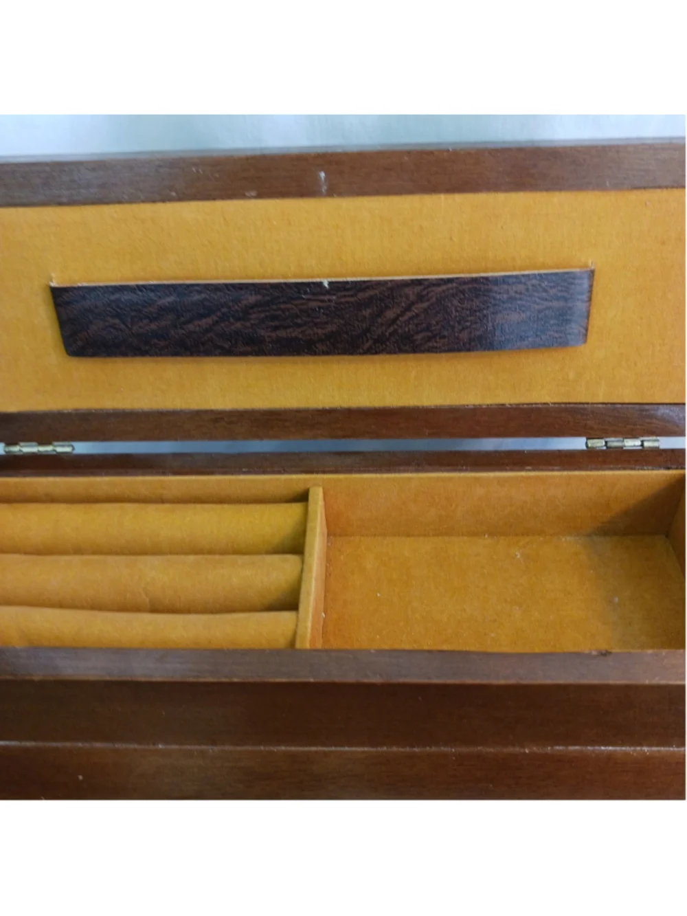 Vintage Wood Leather Men's Valet Jewelry Box Organizer London Leather 12x7x4